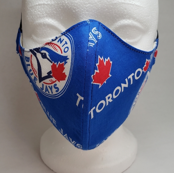 NEW-Toronto Blue Jays Adult Lined Cotton Face Mask - Picture 2 of 4